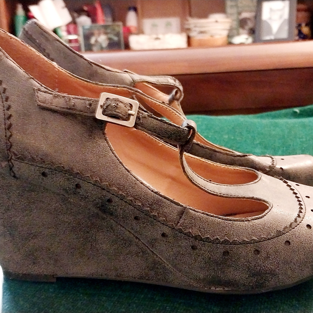 Nicole Gray Wedge Shoes